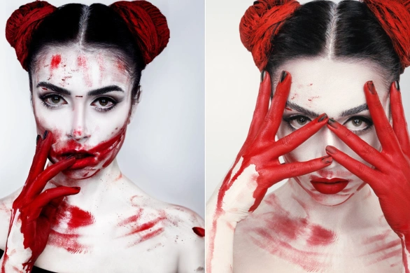 Prosty makijaż na Halloween. Wystarczy widelec i pomadka