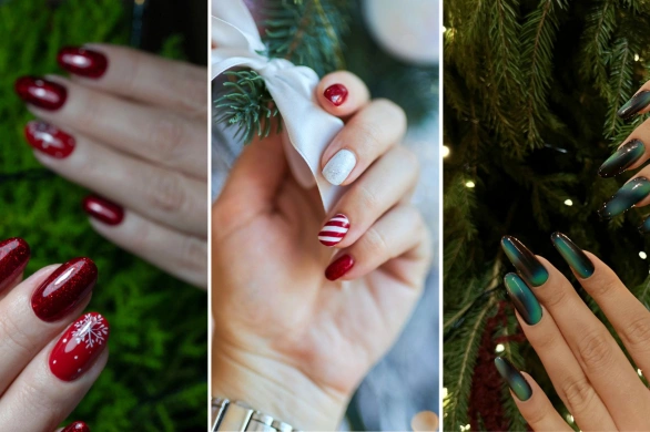 Christmas nails, czyli zieleń, złote zdobienia i subtelny french w zimowej odsłonie