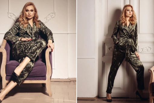 W tym welurowym komplecie skradniesz show podczas sylwestra. Jest dostępny w dwóch kolorach