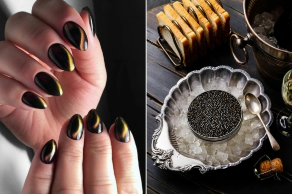 Caviar nails – elegancki manicure na zimę 2026. To esencja luksusu