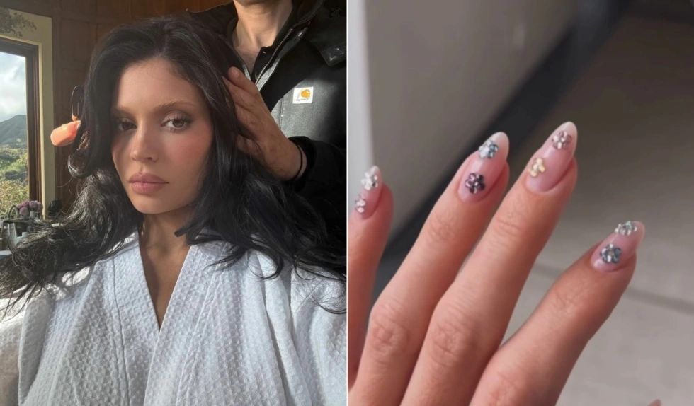 Gem flowers nails to najpiękniejszy manicure na wiosnę. Te biżuteryjne paznokcie nosi Kylie Jenner